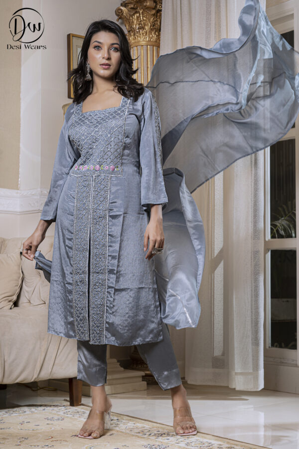 Beige Kurta Palazzo Co-ord Set with Tassel Details